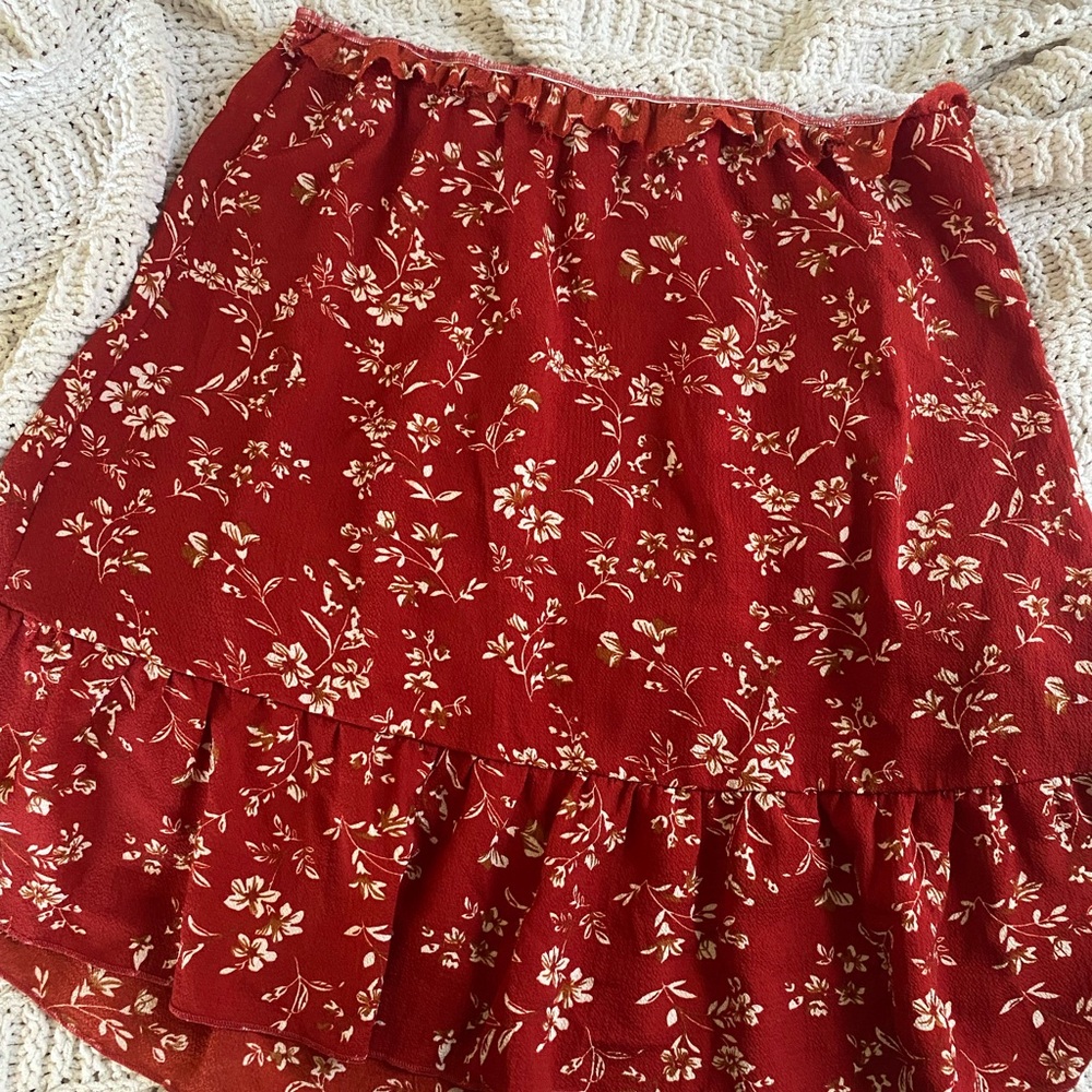 Floral Red Skirt